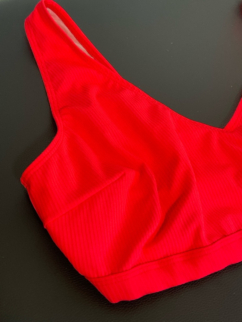 ASOS Red Ribbed High Waist Bikini Set - Picture 4 of 10